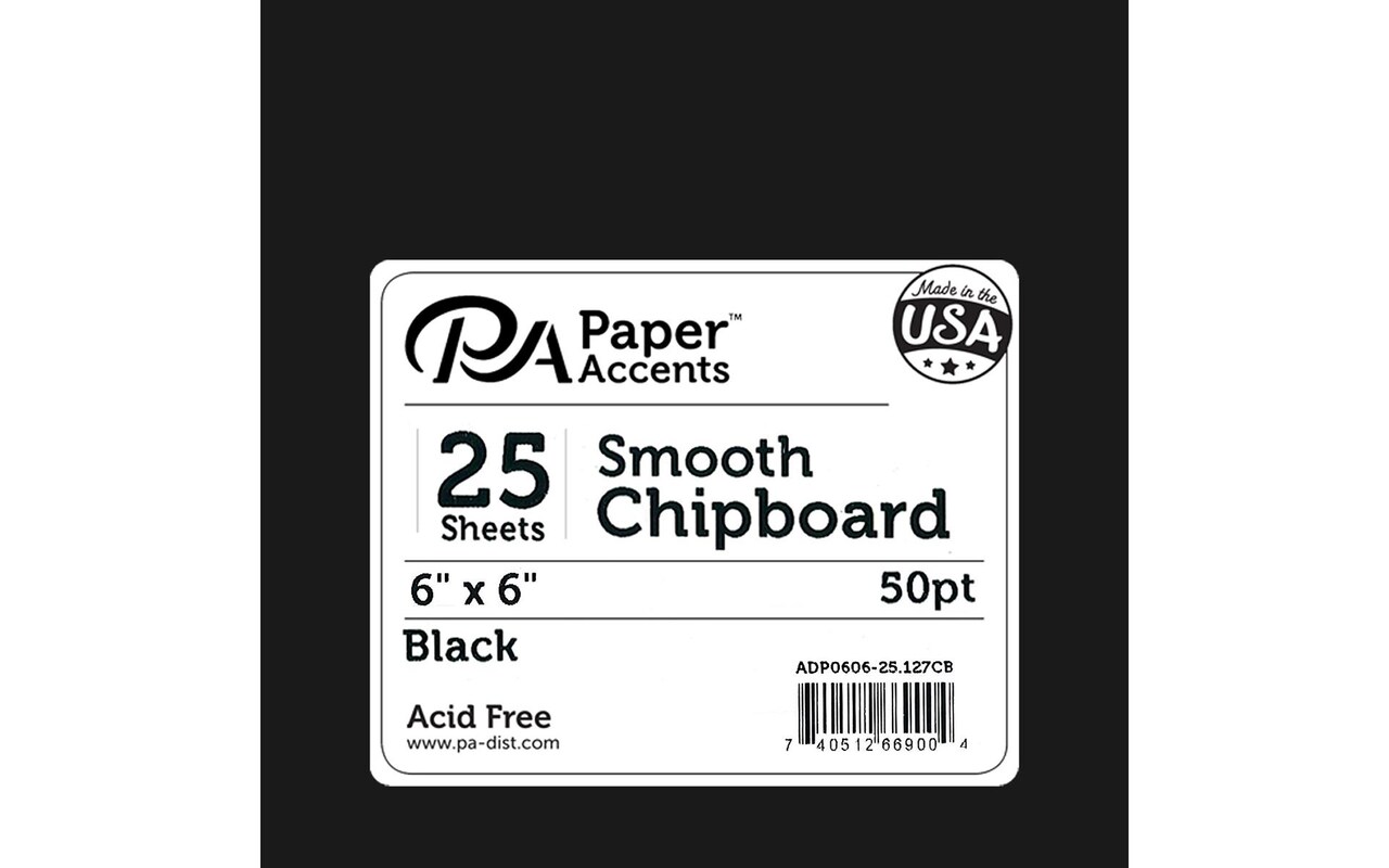 Chipboard 6x6 1X Heavy 50pt 25pcPk Black
